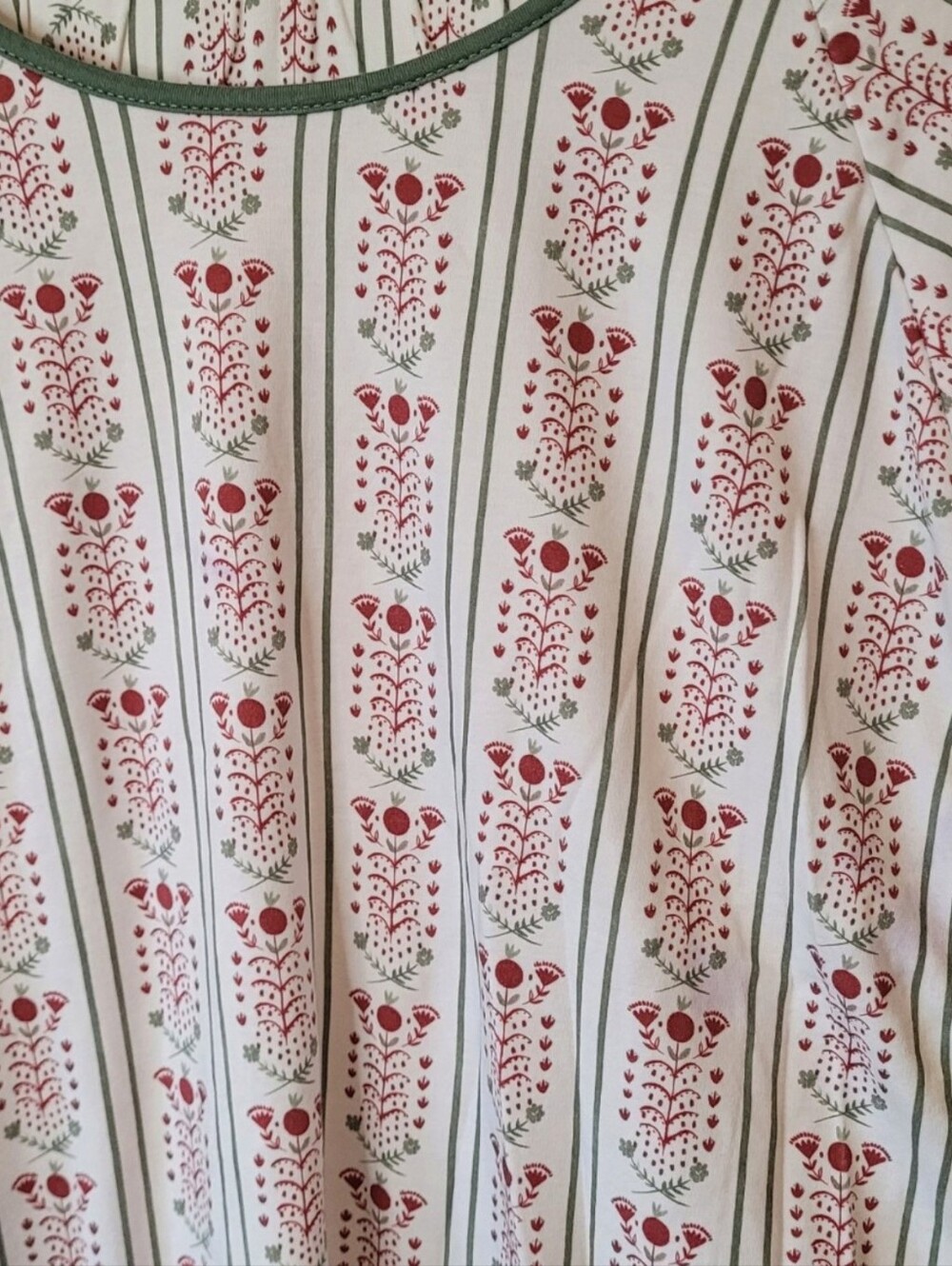 Lake Pajamas Women's Pima Cotton Red Floral Stripe Pajama Set Size S - Picture 2 of 6